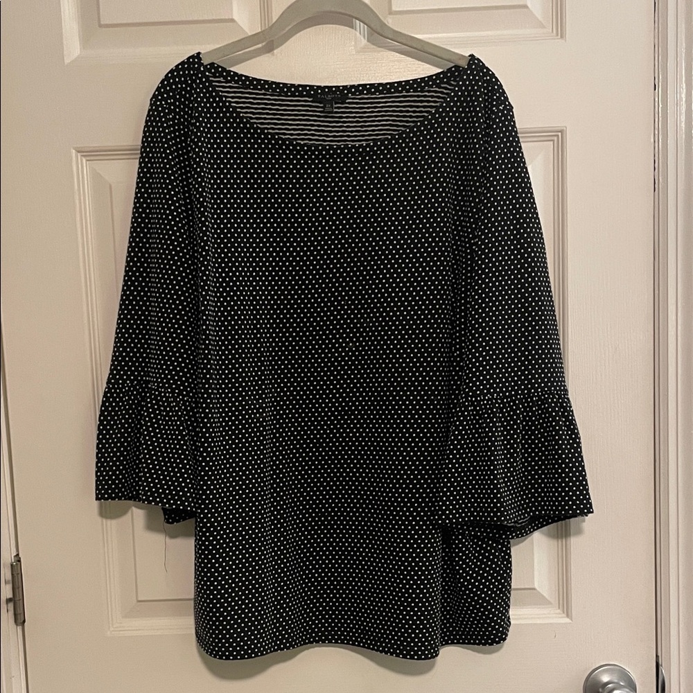 Talbots Black and White Polka Dot Blouse